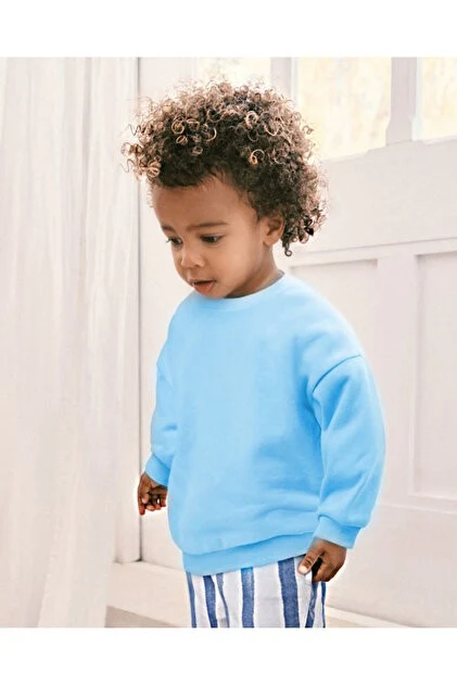 zuzunga Basic Bisiklet Yaka Şardonlu Çocuk Sweatshirt 3-10 Yaş Krem