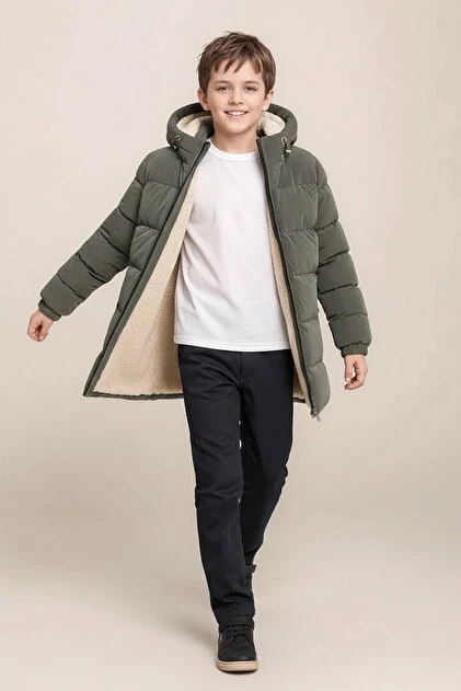 MANGO Kids Kapüşonu suni kürklü anorak